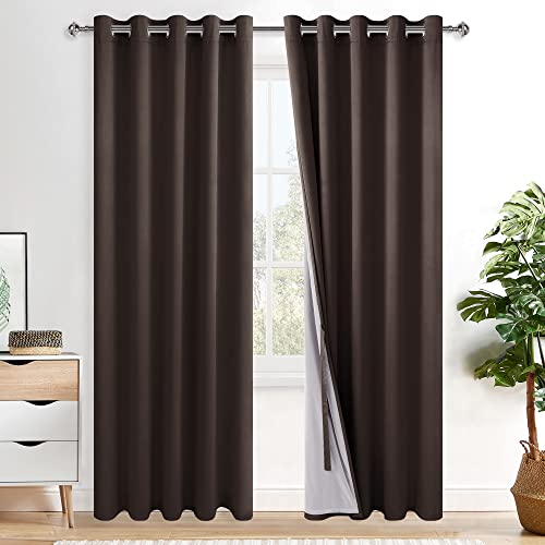 XWZO Blackout Curtains Brown W60 x L84 Set of
