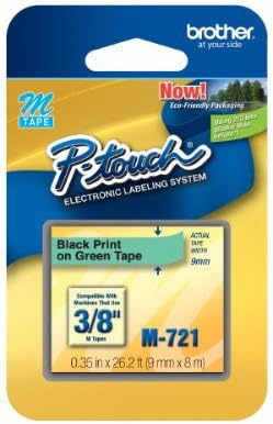 3/8" (9mm) Black on Green P-Touch M Tape for Brother Home & Hobby, Home and Hobby Label Maker
