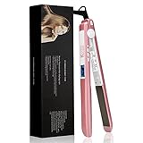 KIPOZI Pro Flat Iron with 1 Inch Titanium Ion plates Hair Straightener Adjustable Temperature Suitable for All Hair Types Makes Hair Shiny & Silky Heats Up Fast Dual Voltage Rose Pink