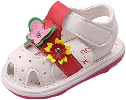 Baby Pricness Sandals ,Toponly Baby Flowers Sweet Girls Buckle Sandals With Sound Spring Sandals (New White, 17)
