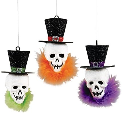 GALLERIE II Skeleton Head Ornament, Assortment of 3