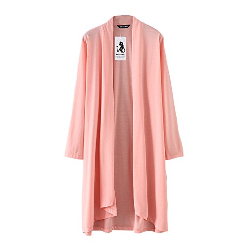 XOWRTE Cardigan for Women Black Long Sleeve Tunic Outerwear Blouse Jacket Autumn Solid Shawl Print Kimono Coat - Thumbnail 2