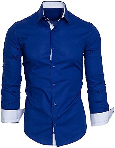 Baiggooswt Men Shirts Men's Autumn Casual Formal Solid Slim Fit Long Sleeve Dress Top Blouse