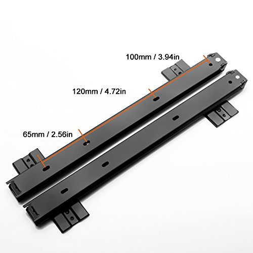 FRMSAET Cabinet Furniture Hardware Accessories 14'' Slides Metal Ball Bearing 3/4 Extension Rails Computer Underdesk Keyboard Drawer Tray with Adjustable Height Bracket and Screws. (Black)