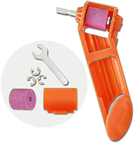 Drill Bit Sharpener Portable Diamond Drill Bit Sharpening Tool Corundum Grinding Wheel for Iron-based Drill Bits Fit Width Range 2-12.5mm, Include one Extra Corundum Grinding Wheel and Wrench(Orange)