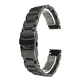 BABAN 18-24mm Stainless Steel Watch Band Strap Double Button Fold Clasp Buckle Lock Flip