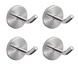 NELXULAS Brushed Stainless Steel Single Heavy Duty Short Nose Wall Mount Hook, Fit for Kitchen,Bedroom,Living Room, Bathroom,Closets and Garage Storage (2", 4 PCS)