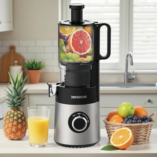 Cold Press Juicer Machine, 5.2" Wide Feed Chute Juice Extractor, 54 oz Large Hopper, Easy to Clean & High Juice Yield, BPA Free, Slow Masticating Juicer for Whole Fruits & Vegetables