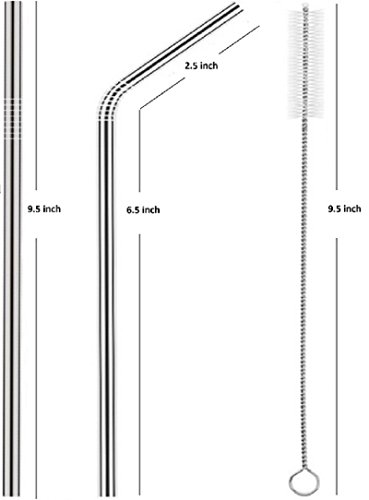 image for BnMM Long Reusable Stainless Steel Drinking Straw Included Free Cleani