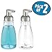 mDesign Round Plastic Refillable Foaming Hand Soap Dispenser Pump Bottle for Bathroom Vanities, Kitchen Sink, Countertops - 2 Pack - Clear/Brushed