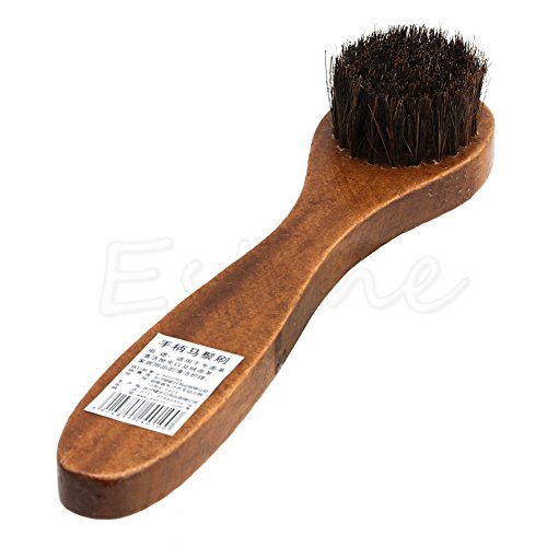 Feamos Long Wood Handle Horse Bristle Shoes Boot Polish Buffing Brush Care Hair Brush