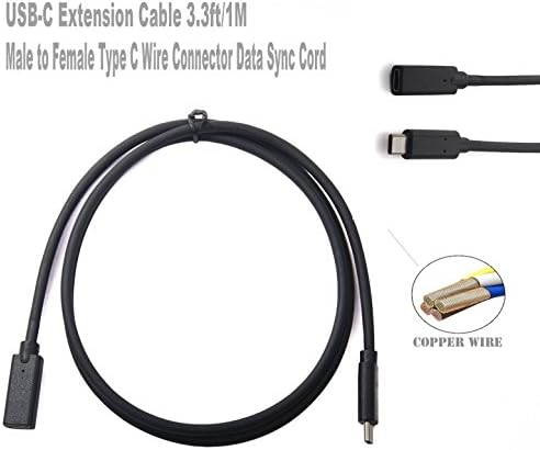 USB-C Extension Cable 3.3ft/1M Transfer Video Data Audio Male to Female Type C Wire Connector Data Sync Cord For The New Macbook Chromebook Pixel &amp; Other Type-C Device Smartphone (USB-C Extension)