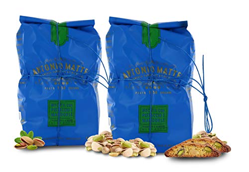 Cantucci con Pistacchi e Mandorle, Biscotti con Frutta Secca, Sacchetto 250g (Confezione da 2 Pezzi)