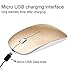 Tsmine Slim Rechargeable Bluetooth Mouse, Ultra-Slim Mice for Notebook, PC, Laptop, Computer,Windows/Android Tablet, iMac MacBook Air(Not for iPad and iPhone) - Gold