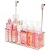 mDesign Metal Over Cabinet Bathroom Storage Organizer Holder or Basket - Hang Over Cabinet Doors - Holds Shampoo, Conditioner, Body Wash - Strong Steel Wire - Rose Gold