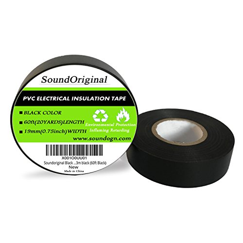 image for Soundoriginal Black Electrical Tape 10 Pack 3/4-Inch by 60 Feet, Volta