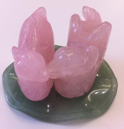 Mandarin Duck Love Birds Rose Quartz Gemstone Figurine by GGT