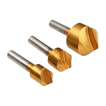 Generic 3Pcs/Set 6-19mm Titanium Coated Countersink Steel 82 Degree Flute Chamfer Metric Drill Bit High-Carbon Steel Wood Hole Cutter