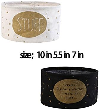 EILEMO Collapsible Convenient Storage Organizer Bin,Small Foldable Basket,Storage Cubes for Living Room Cabinet (1 Black Starry Sky+ 1 Beige Starry Sky)