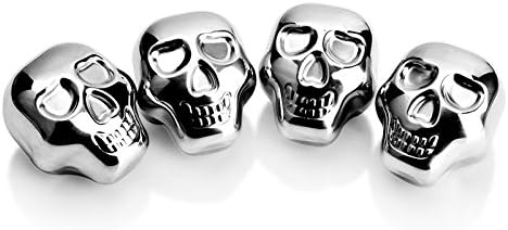 Koreyoshi Bar KTV Stainless Steel Skull Shaped Whiskey Stones with Tongs and Storage Bag For Wine Beer Chiller (2)