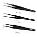 Shintop Anti-Static ESD Tweezers - Pointed Tweezers Anti-Magnetic, Anti-Acid Stainless Steel Tweezers Set for Laboratory Work, Electronics, Jewelry-Making (Pack of 6, Black)