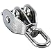DasMarine 3 Pack M20 Double Pulley Block in 304 Stainless Steel Crane Swivel Hook Double Pulley Roller Loading (M20)