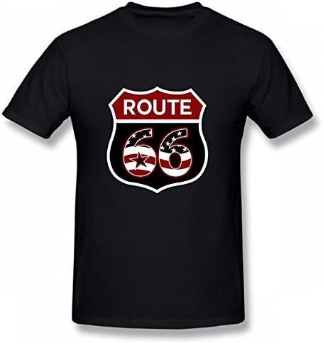 Hui Shop Route 66 Main Street Of American Tshirt Print Cotton Tops Authentic Men's Tee Black