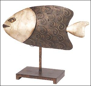 Amazon Com Hs Decorative Metal Fish Sculpture Figurine On Stand Home Kitchen hs decorative metal fish sculpture