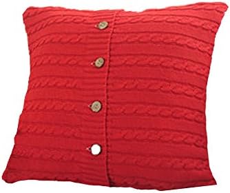 BiliLife Sweater Twist Cable Knit Weave Pillow Cover Yarn Pillowcase Home Sofa Decoration 1818 Inch (Red)