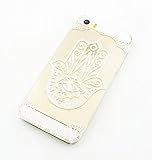 Clear Plastic Case Cover for Iphone 5 5s 5c- (Henna) Hamsa Hand of Fatima Mary Ohm (For iPhone 5 5S)