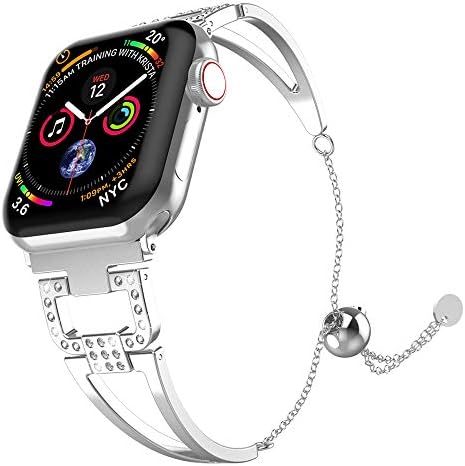 Mostof Bling Metal Bracelet Compatible with Apple Watch Series 1/2/3/4 Bands 38mm 40mm 42mm 44mm, Women Girl Stainless Steel Jewelry Strap Bangle Replacement for Apple Watch Series 1/2/3/4