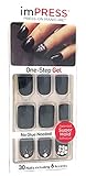 Kiss imPress Press-On Manicure Black Short Length Gel Nails #71501 Text App