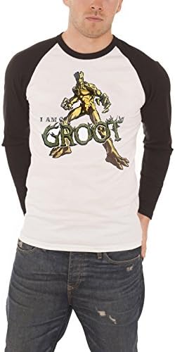 Gaurdians Of The Galaxy T Shirt I Am Groot Official Mens White Baseball Shirt