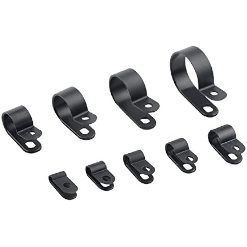 450 PCS Black Nylon Screw Wire Clips Rtype Cable Clamp Fasteners
