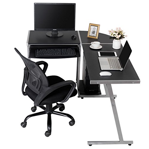 totoshopdesk Corner Desk L-Shaped Office Wood Large PC Game Table Workstation Home Furniture