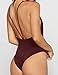 Women Monokini Swimsuits One Piece Bathing Suit Deep V Stylish Backless String (L, Burgundy)