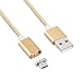 AGM Detachable Magnetic Adapter Micro USB 3.3ft High Speed Charging Cable with LED Indicator for Android Samsung HTC LG Motorola (Gold)