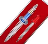 Upgraded Moonman M2 Fountain Pen Metallic Blue Transparent Eye Dropper Filling Large-Capacity Ink Storing, Fine Nib Gift Set