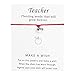 NELLONYA Show Your Teacher Appreciation Gift 4 Pcs Wish Card Teach Apple Charm Bracelets Open School Thank You Gifts for Women