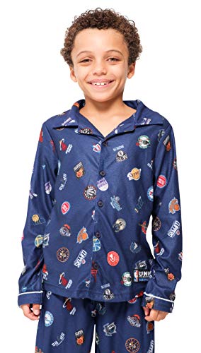 Ultra Game Boys' NBA 2 Piece PJs Lounge Flannel Set, Multi-Team, Navy, 14-16