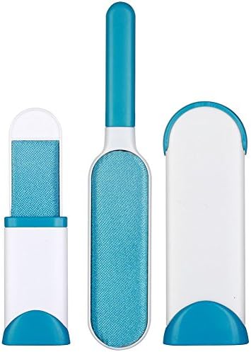 Easy Pet Fur & Lint Remover with Self-Cleaning Base Double-Sided Brush Removes Dog & Cat Hair from Clothes & Furniture