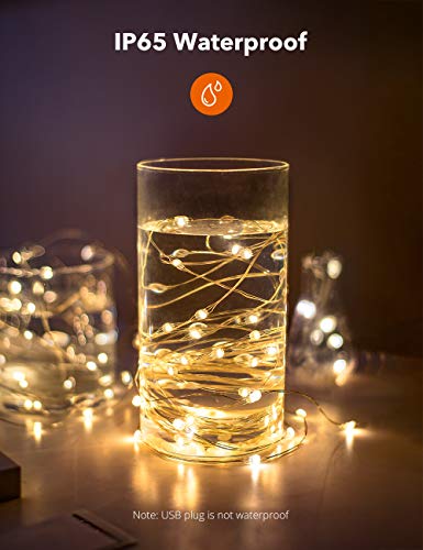 image for TaoTronics LED String Lights,33ft 100 LEDs USB Powered Dimmable Copper