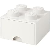 LEGO Brick Drawer, 4 Knobs, 1 Drawer, Stackable Storage Box, White | Stackable Storage Box Storage with Lid Toy Organization Home Decor Office Kids Room