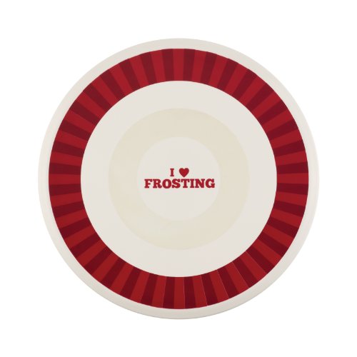 Cake Boss Decorating Tools Plastic Cake Decorating Turntable, Cream with "I Love Frosting" Decal