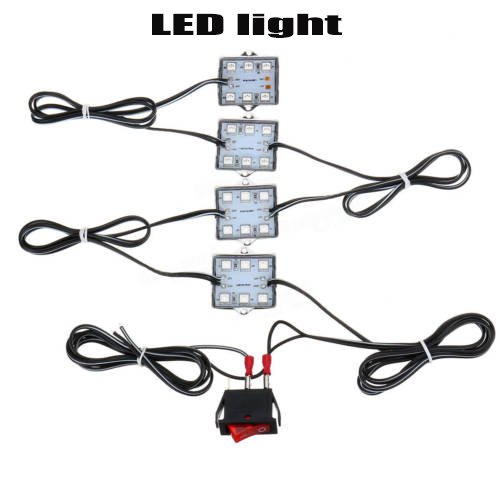 ouyang 2Pcs 4 Pods 24Led Truck Bed Light Strips Total Unloading Cargo Light with On/Off Switch IP67 Waterproof for Pickup Truck, RV, SUV, Boats, Ice House (White) - Thumbnail 2
