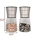 JustNile Brushed Stainless Steel Manual Salt and Pepper Shaker Set with Easy Refill Lead-free Glass Body, Precise Ceramic Rotor, Adjustable Coarseness