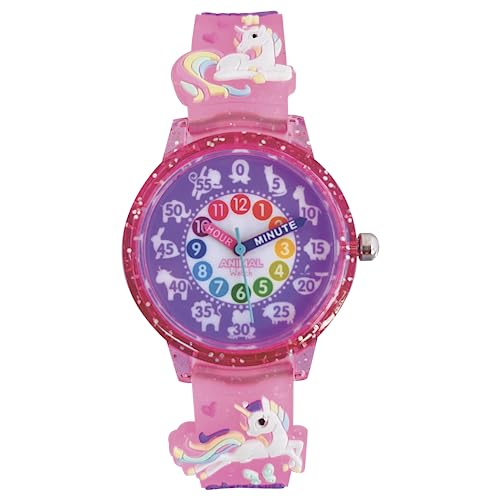 Animal Preschool Watch - Quality Teaching Time Analog Watch with 3D Band, Animals, Colors and Numbers for Children, Kids, Boys, Girls