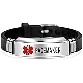 MZC Jewelry Medical Alert ID Tag Silicone Bracelet Sport Adjustable Wristband Emergency First Aid Health Alert Laser Engraved Waterproof Bracelet for Women Men