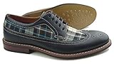 Ferro Aldo MFA-19312D Men's Plaid Perforated Lace Up Oxford Dress Classic Shoes (11, Black)