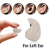 [Left Ear Version] Mini Bluetooth Wireless Invisible Headphone, Smallest PChero Wireless Earphones Earbuds Headphones headset with Mic For iPhone, iPad, Samsung, Most Bluetooth Smartphones - [Coffee]